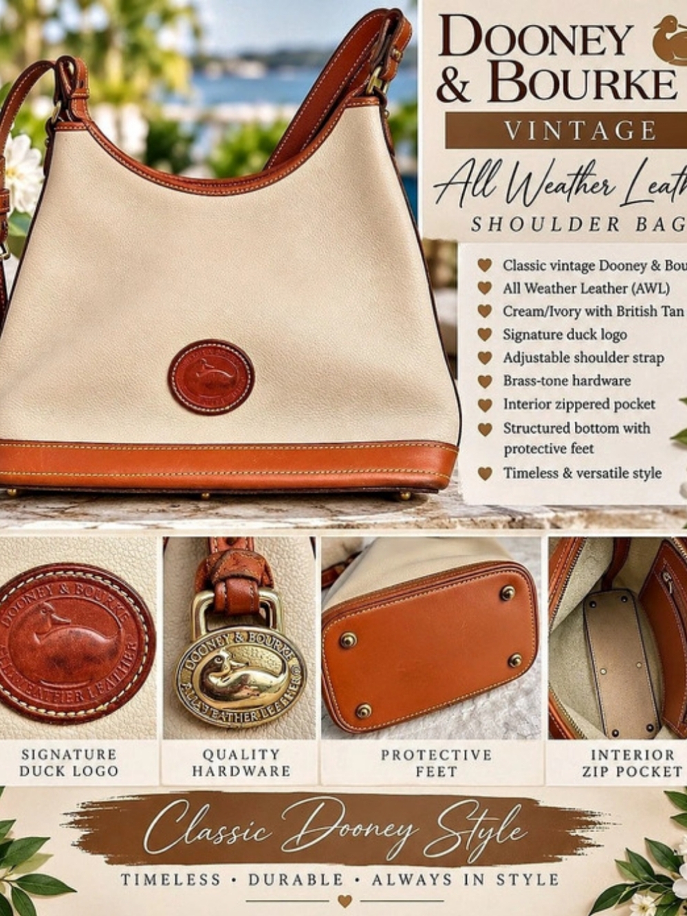 Dooney & Bourke Vintage All Weather Leather Slouch Shoulder Bag Shoulder Bag